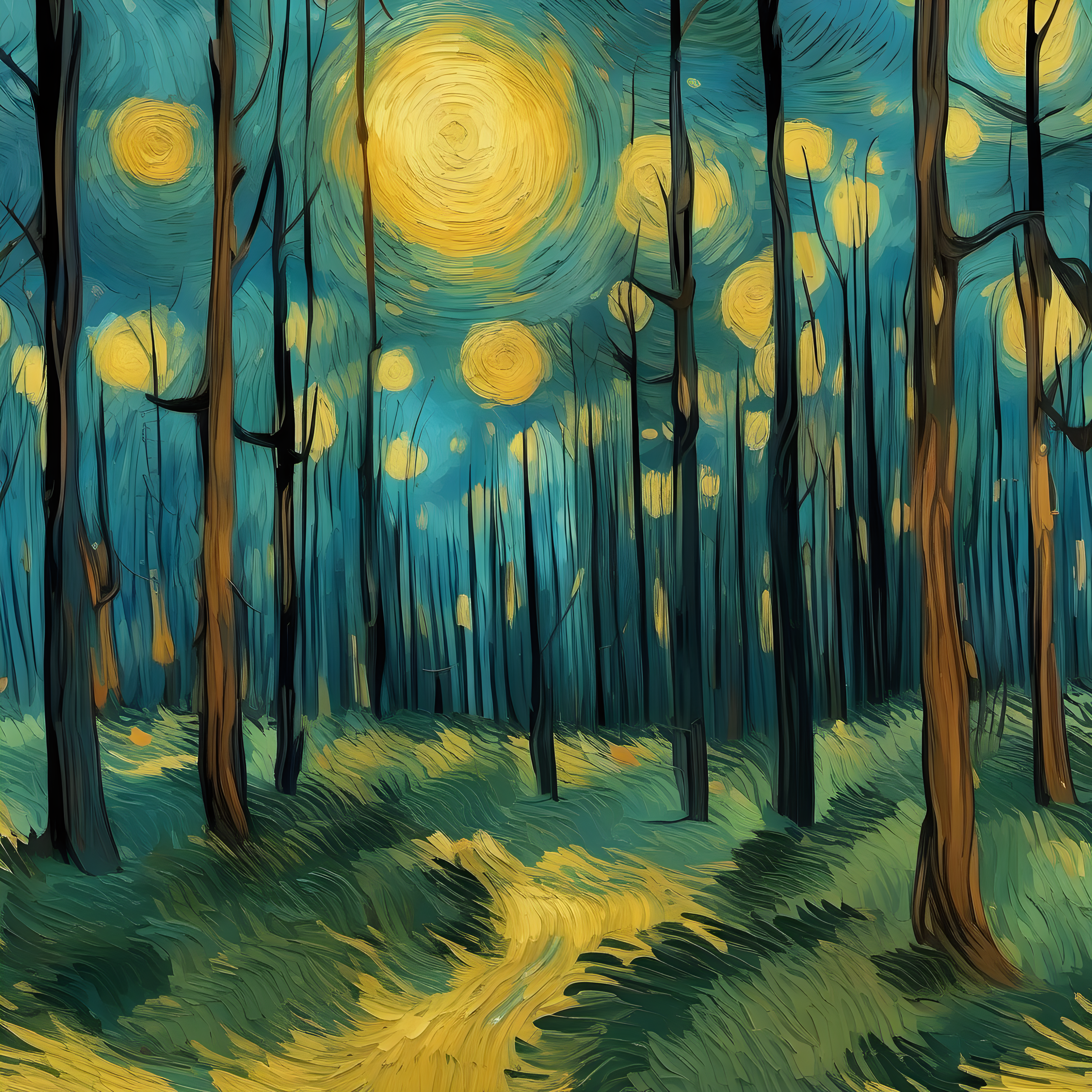 Vincent van gogh style forest