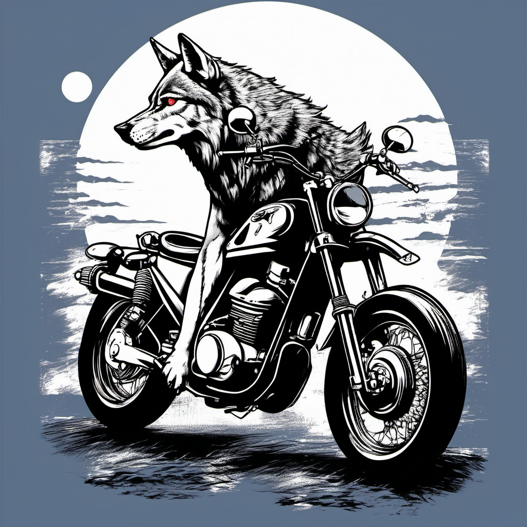 howling wolf on suzuki motorcycle, t-shirt design