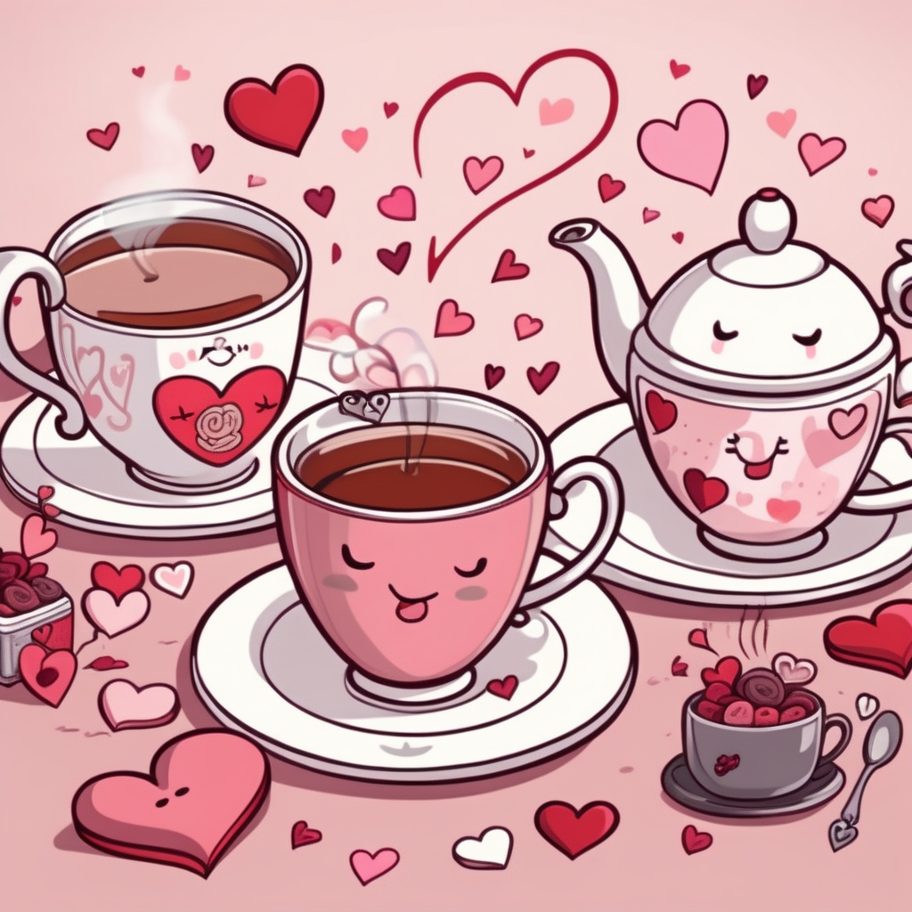 Valentines cartoon tea