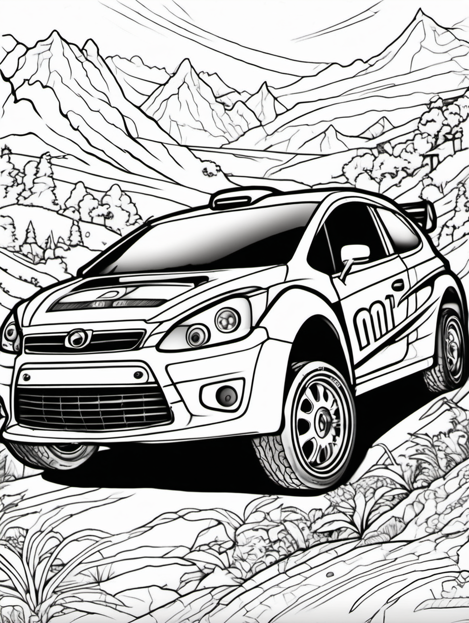 rally car for colouring book
