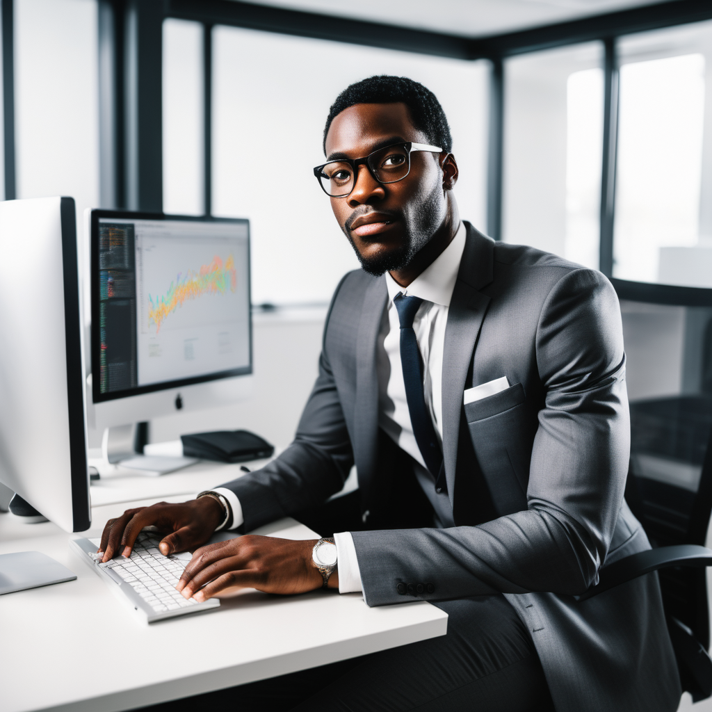 black man data analyst dressed in a suit