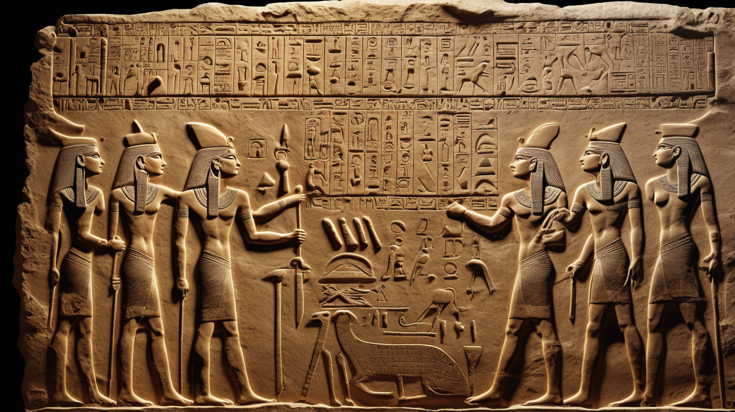 8k image Sumerian tablets hieroglyphics ancient tomb