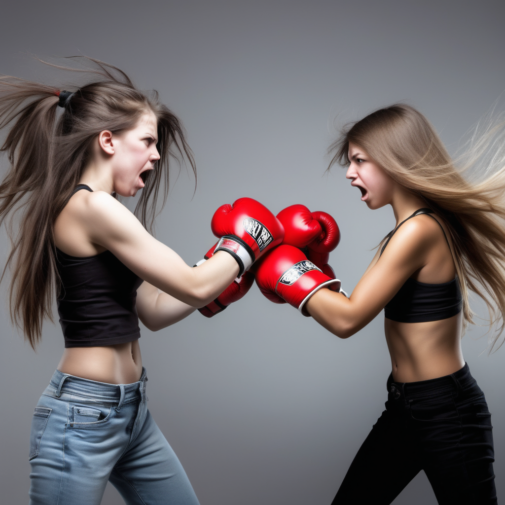 girl vs girl punching hair pulling fighting