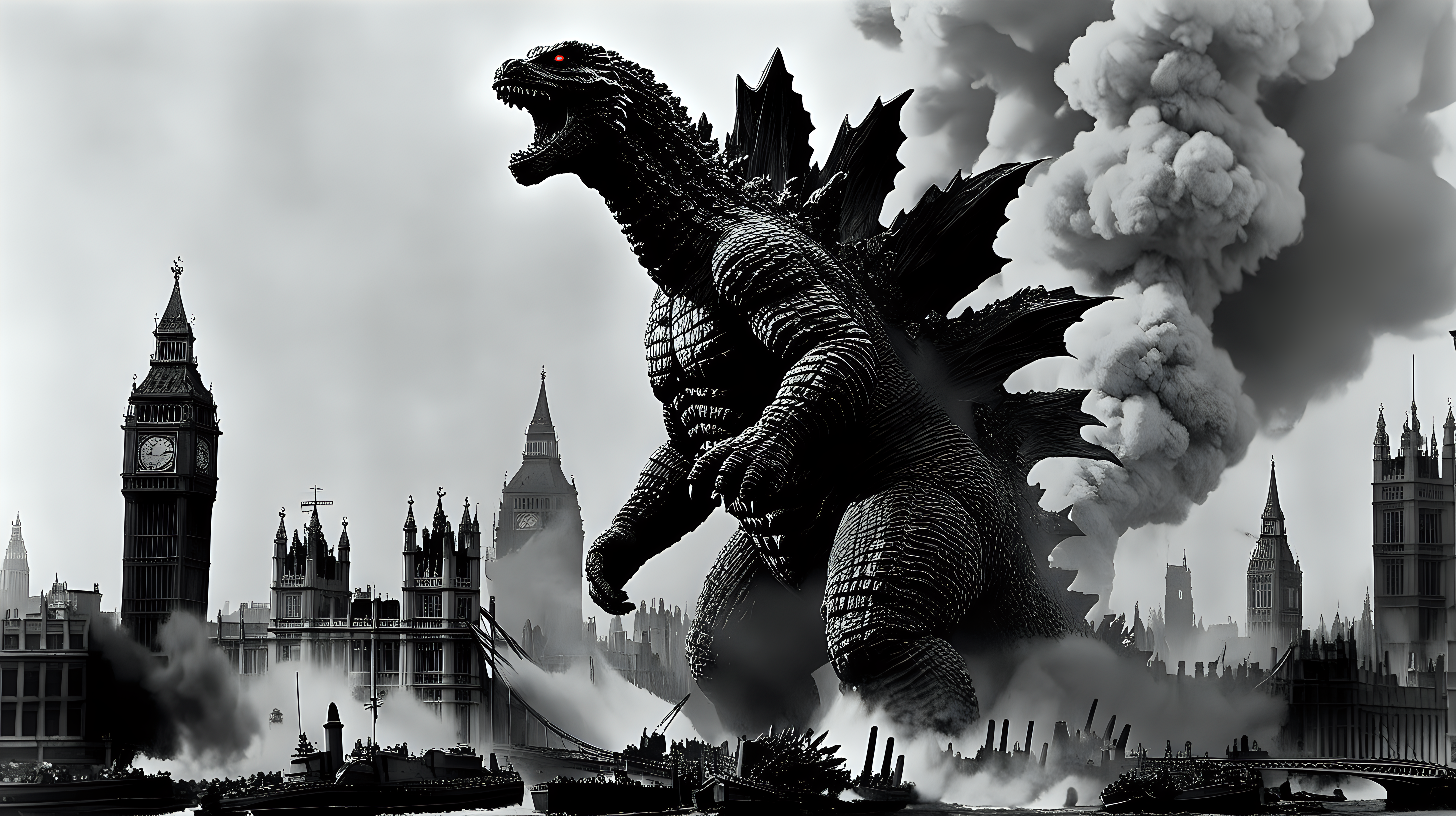 Godzilla destroying WW2 London