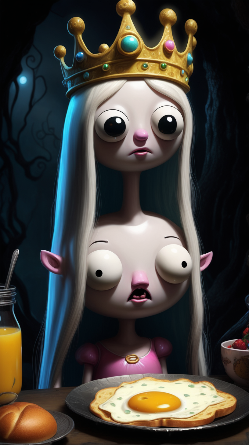 Realistic Breakfast Princess from Adventure Time in a dark fantasy style