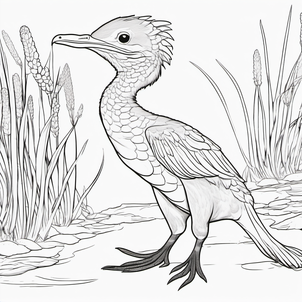 draw a cute Anodorhynchus hyacinthinus with only the outline in back for a coloring book