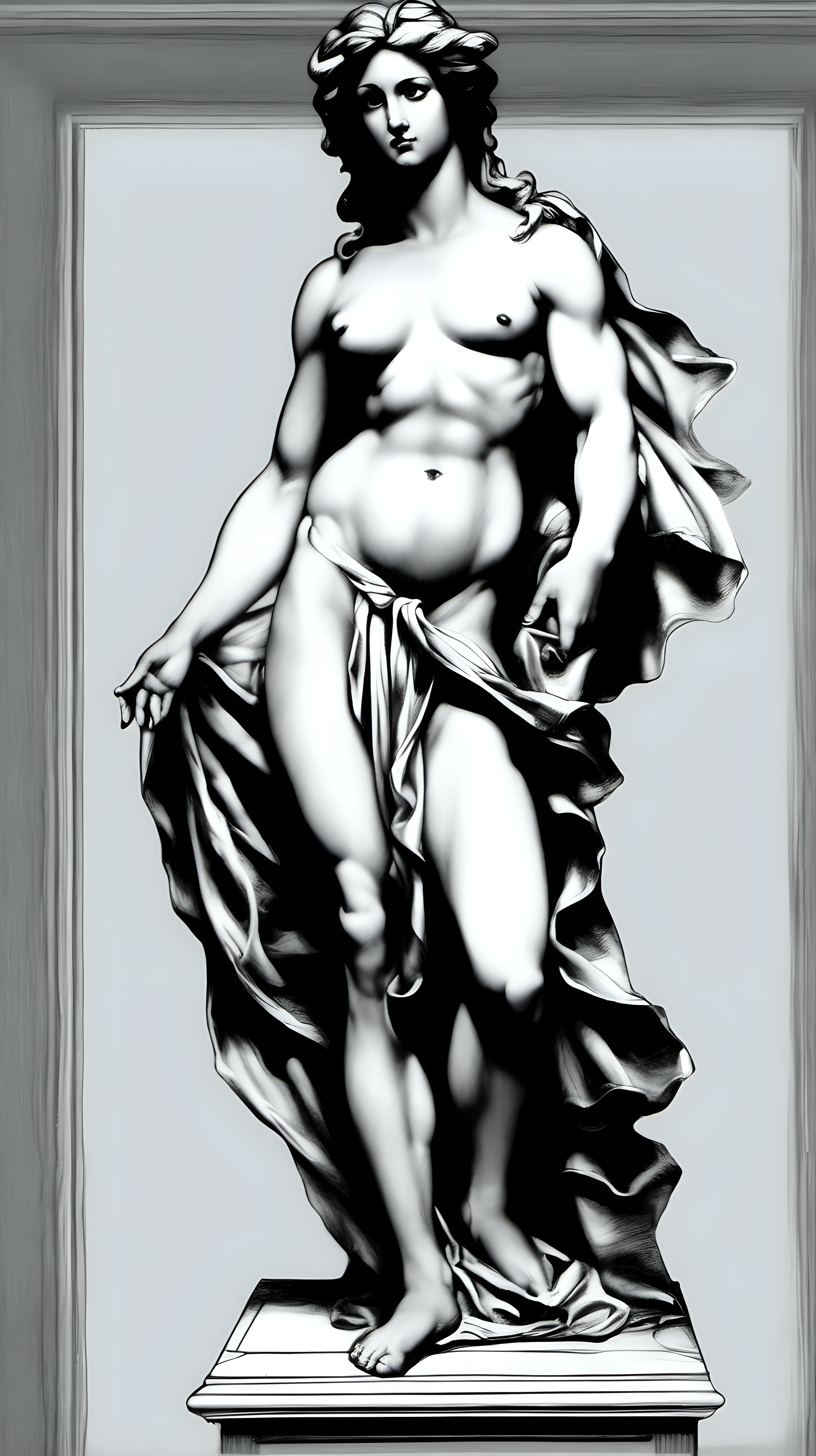 /imagine prompt : a hyper realistic black and gray Michelangelo drawing, feauteted a beautiful aphrodite and great zeus , god & godess greek mytology
/describe :  full body, standing ,whole subjects in the box.
-no cut
<background>white papaer
<style>pencil drawing
_ar 9:16