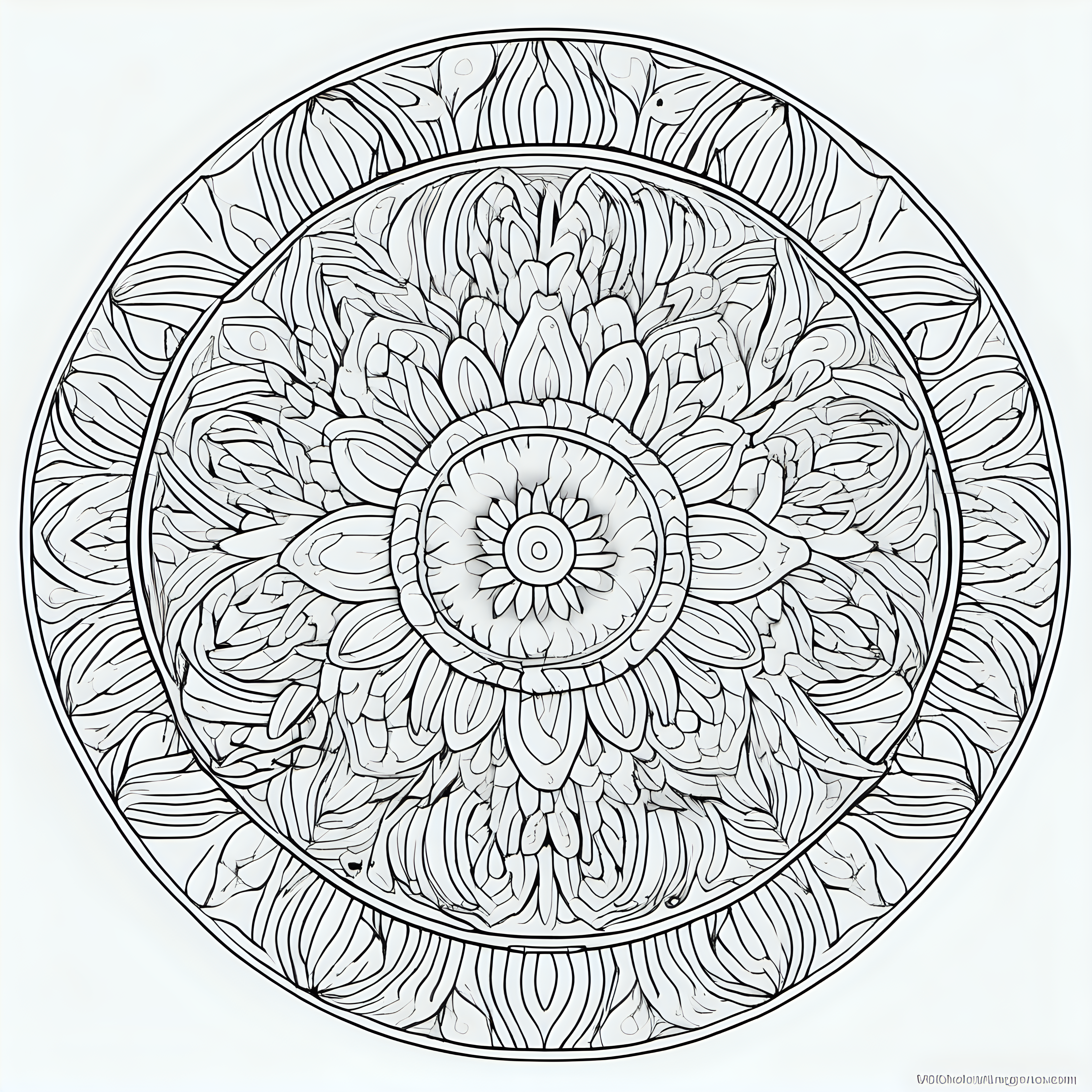 coloring page for adults, mandala for adults, floral mandala, thick lines, simple, line art, full length view –s 750 –v 5.1
