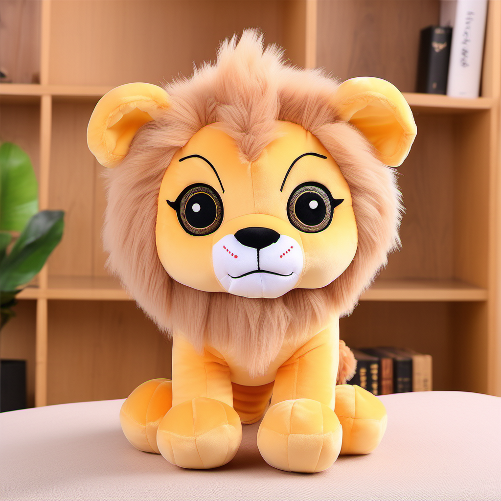 Lion plush toy cute big eyes standing and