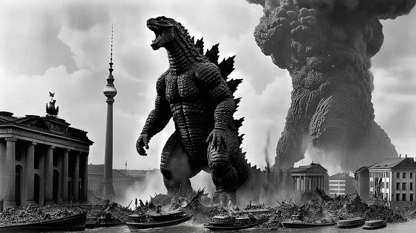 Godzilla destroying Berlin 1940
