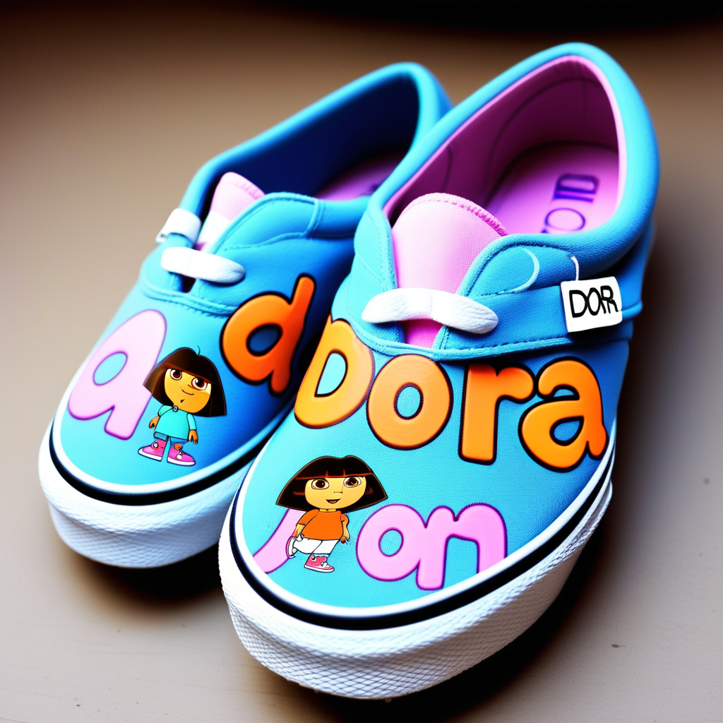 spell out the name "DORA"  on some  van shoes 