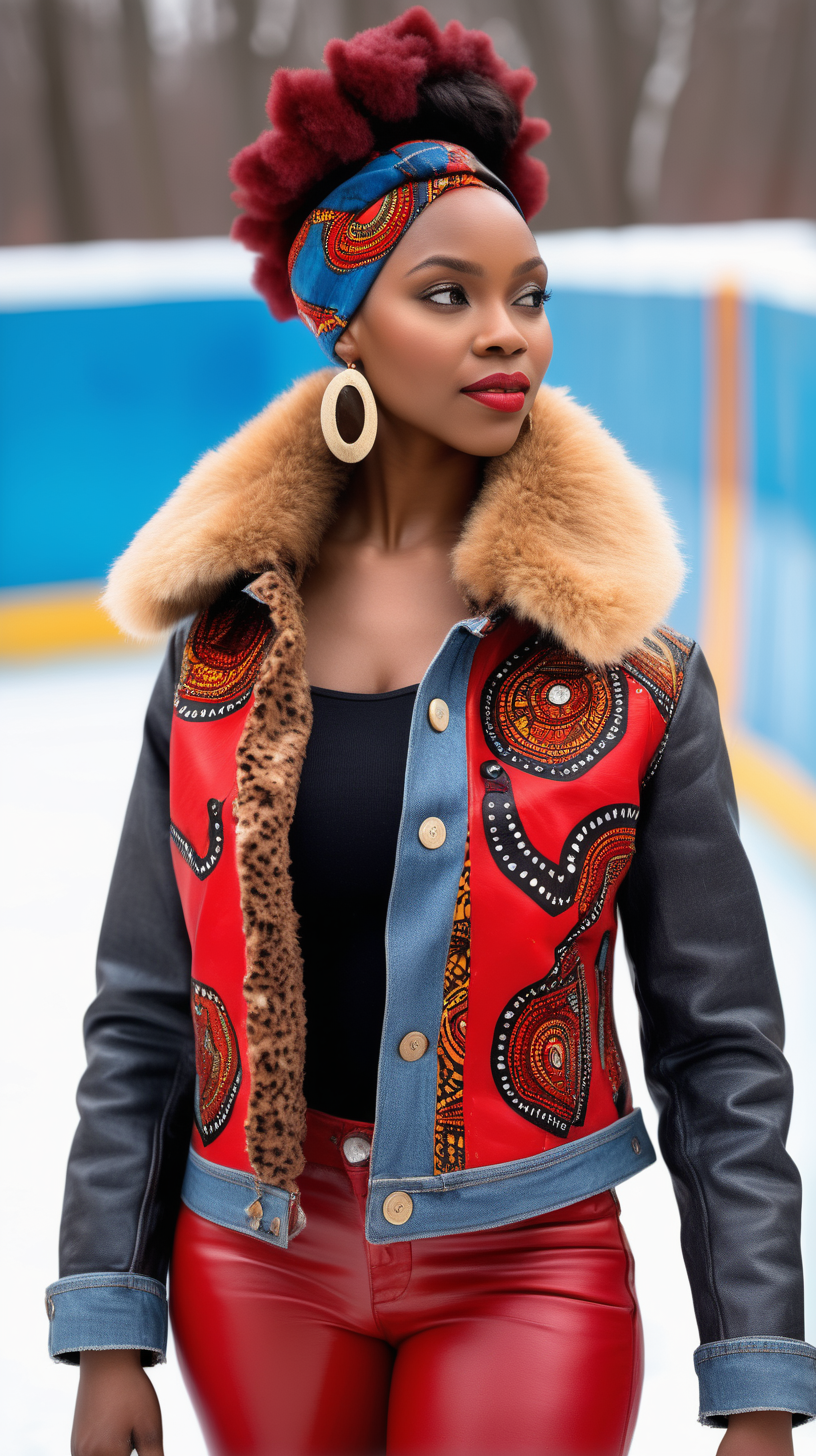 A beautiful black woman wearing an African printed