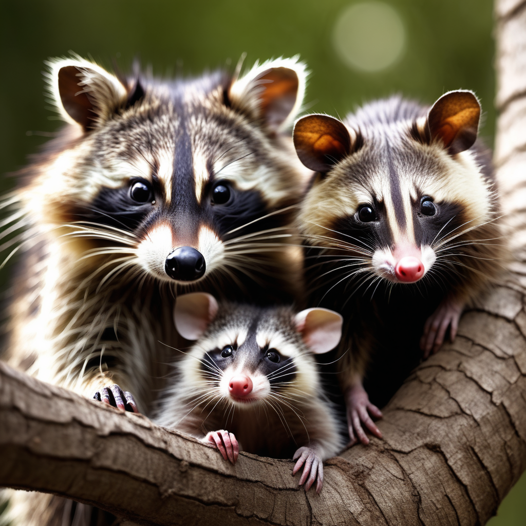 Picture of a racoon and opossum