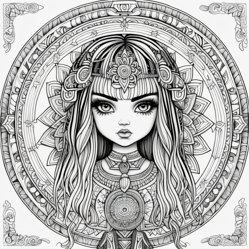 adult coloring page black white strong lines high