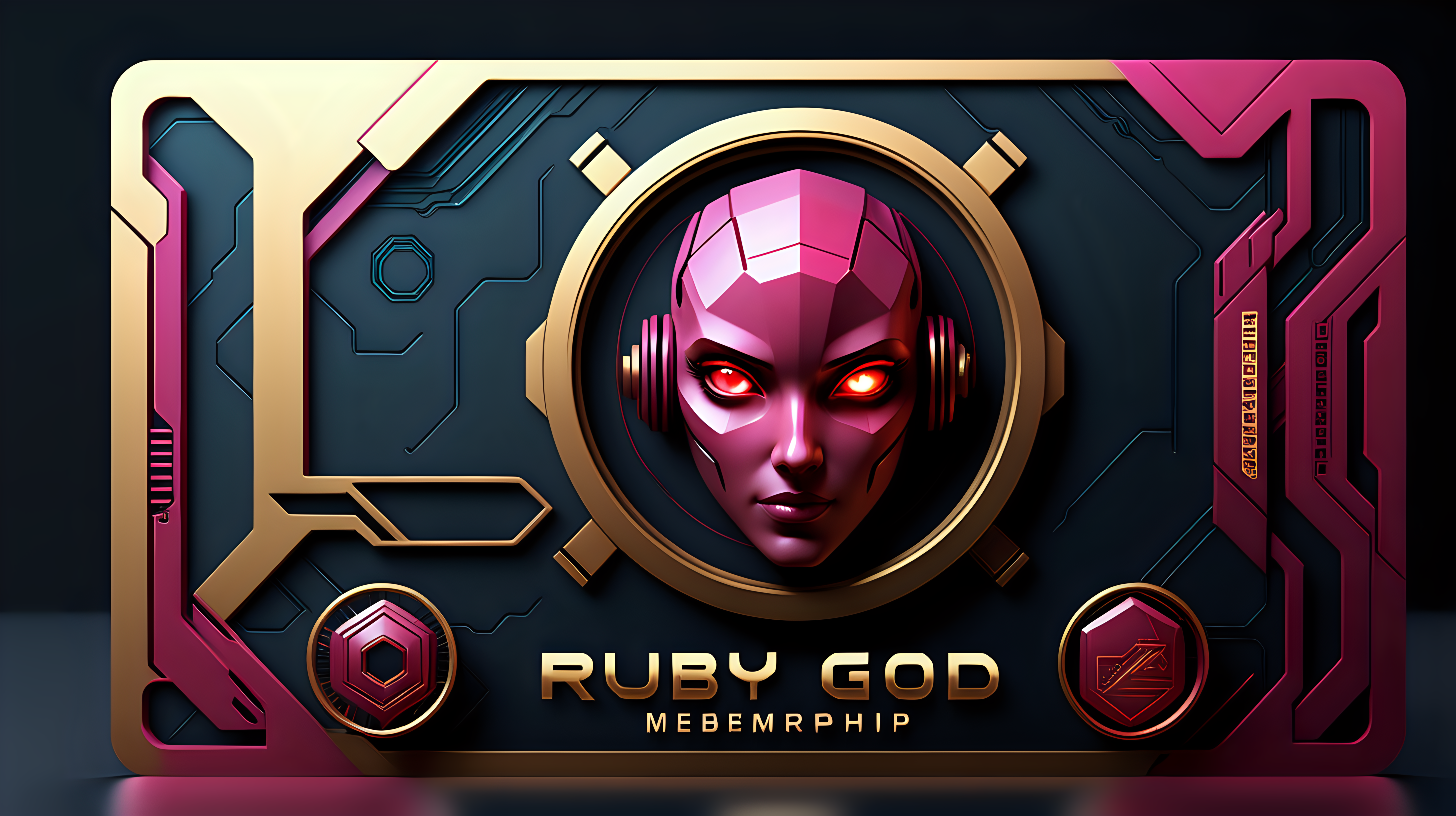 ruby gold membership card, cyberpunk theme