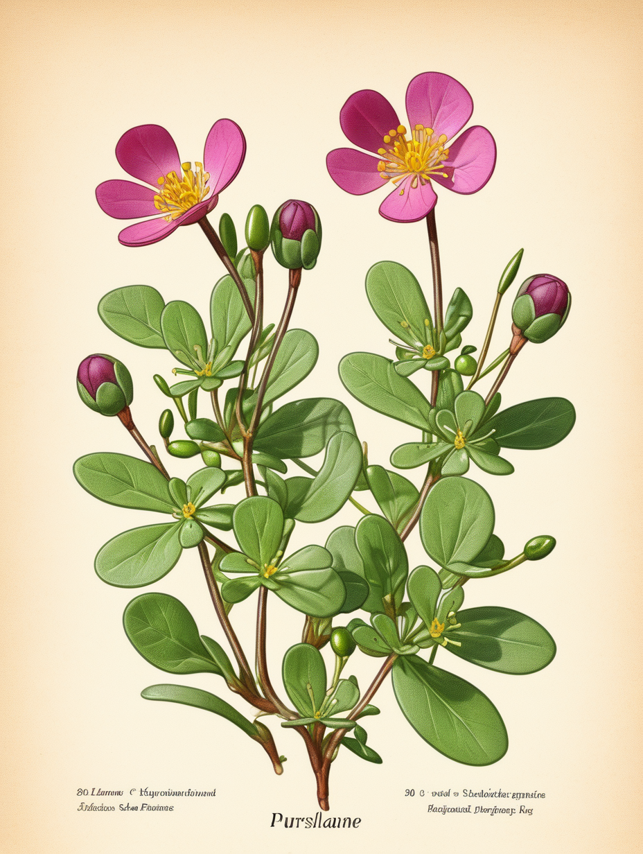 purslane plant botanical illustration