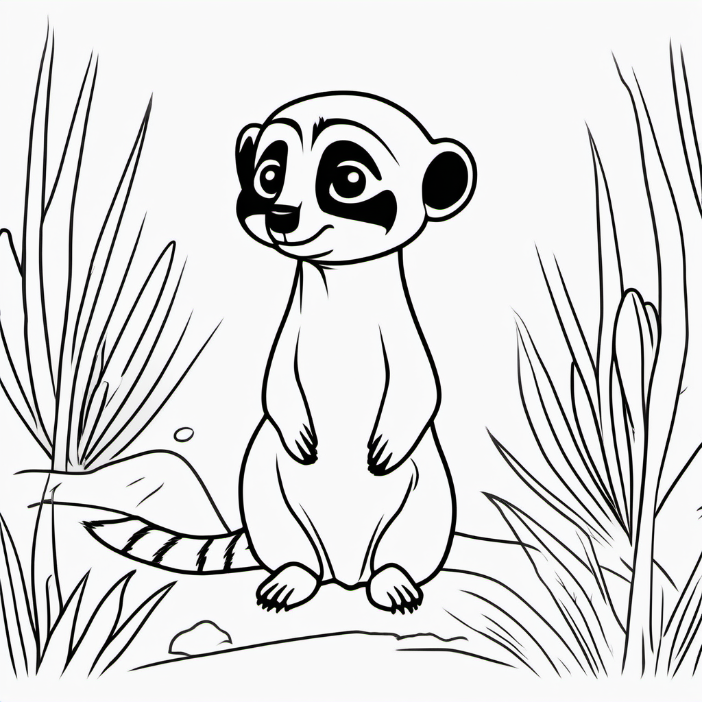 draw a cute meerkat with only the outline