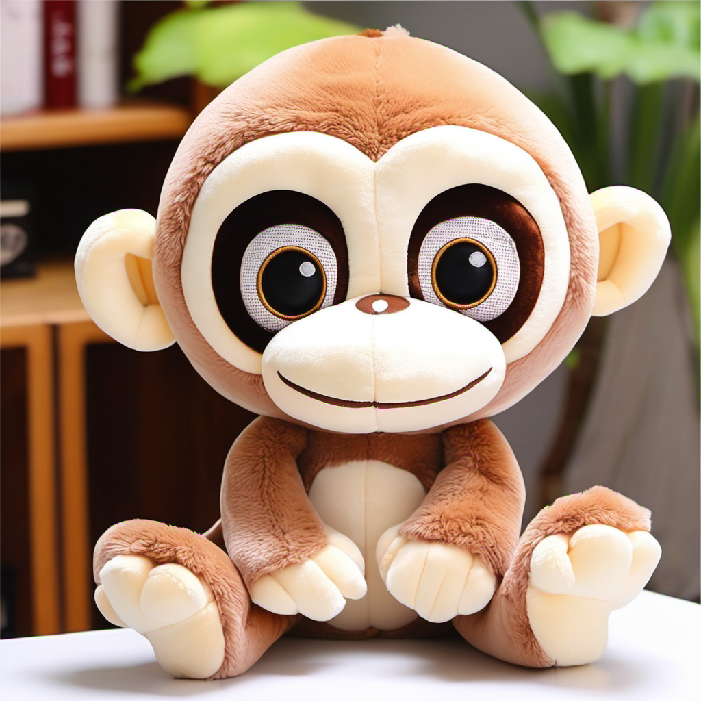 Monkey plush toy big eyes cute