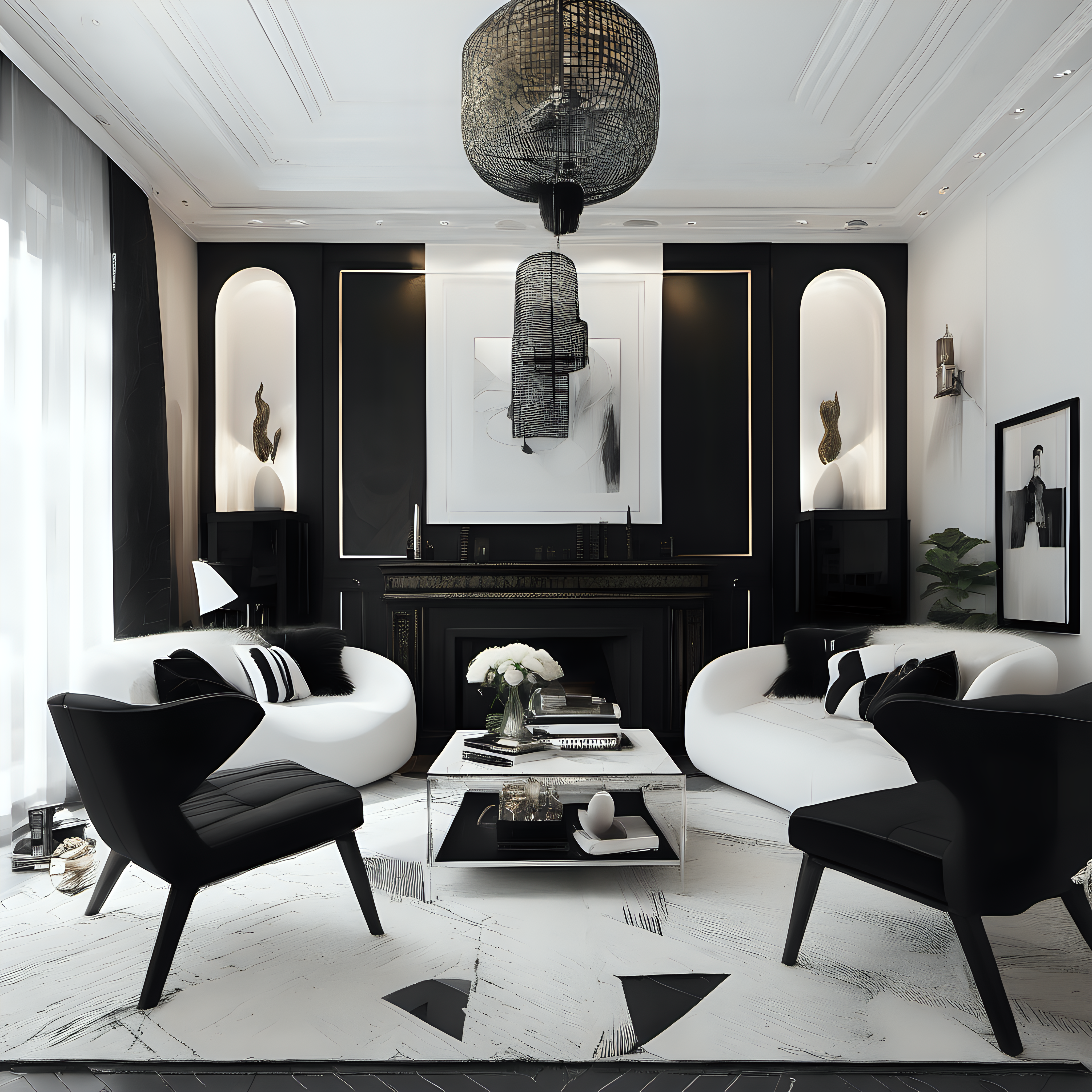 cozy Interior with black and white luxury details