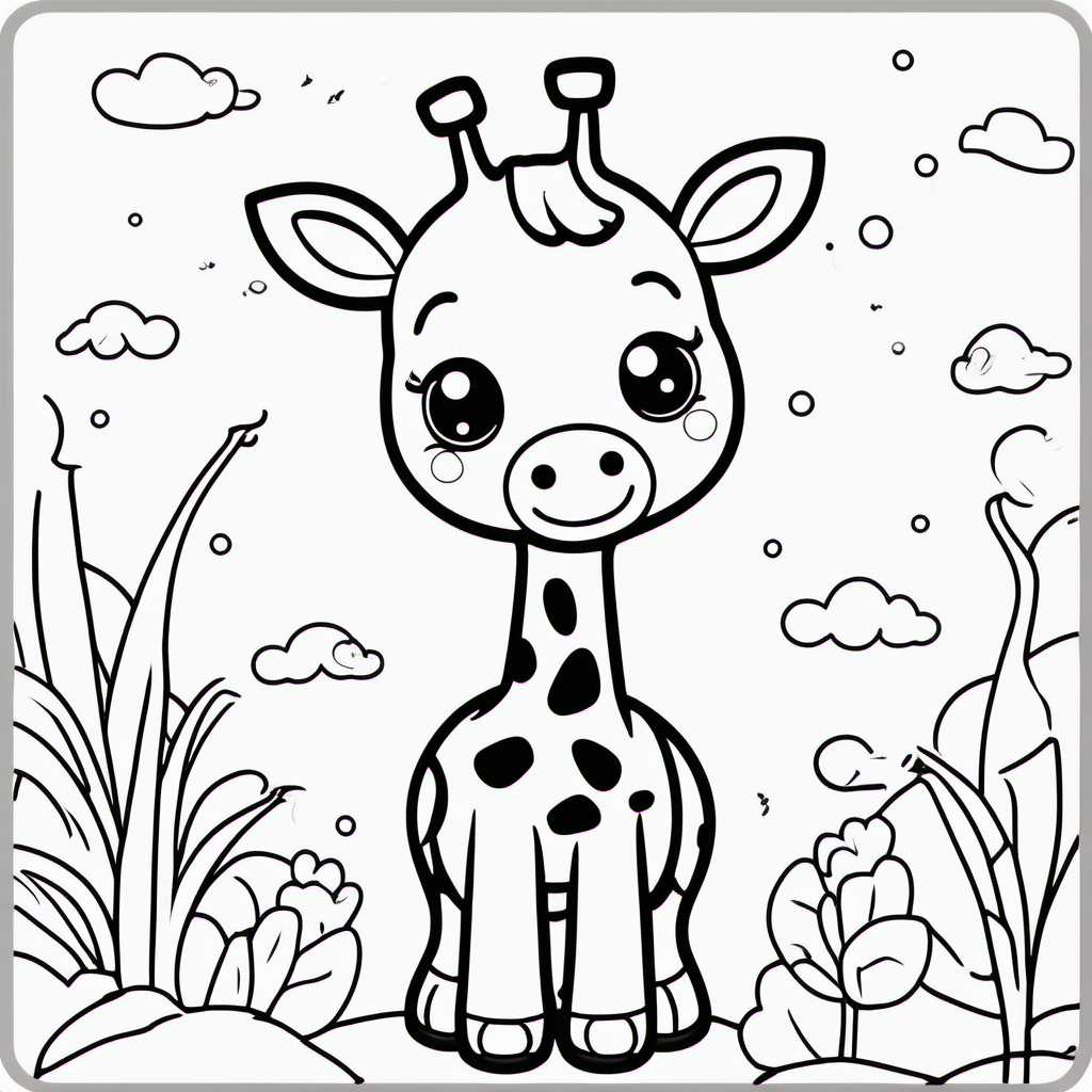 draw a cute Giraffe with only the outline