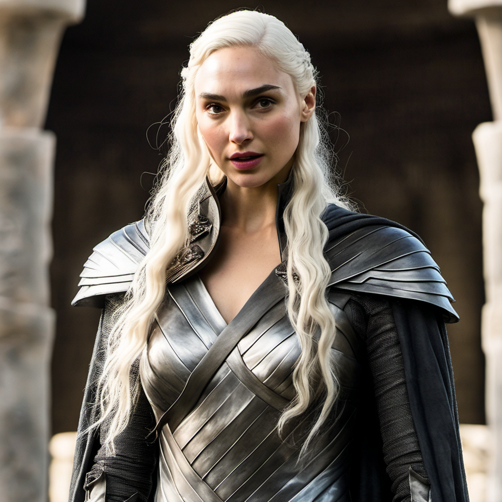 Gal Gadot with long platinum blonde hair in Game of Thrones
