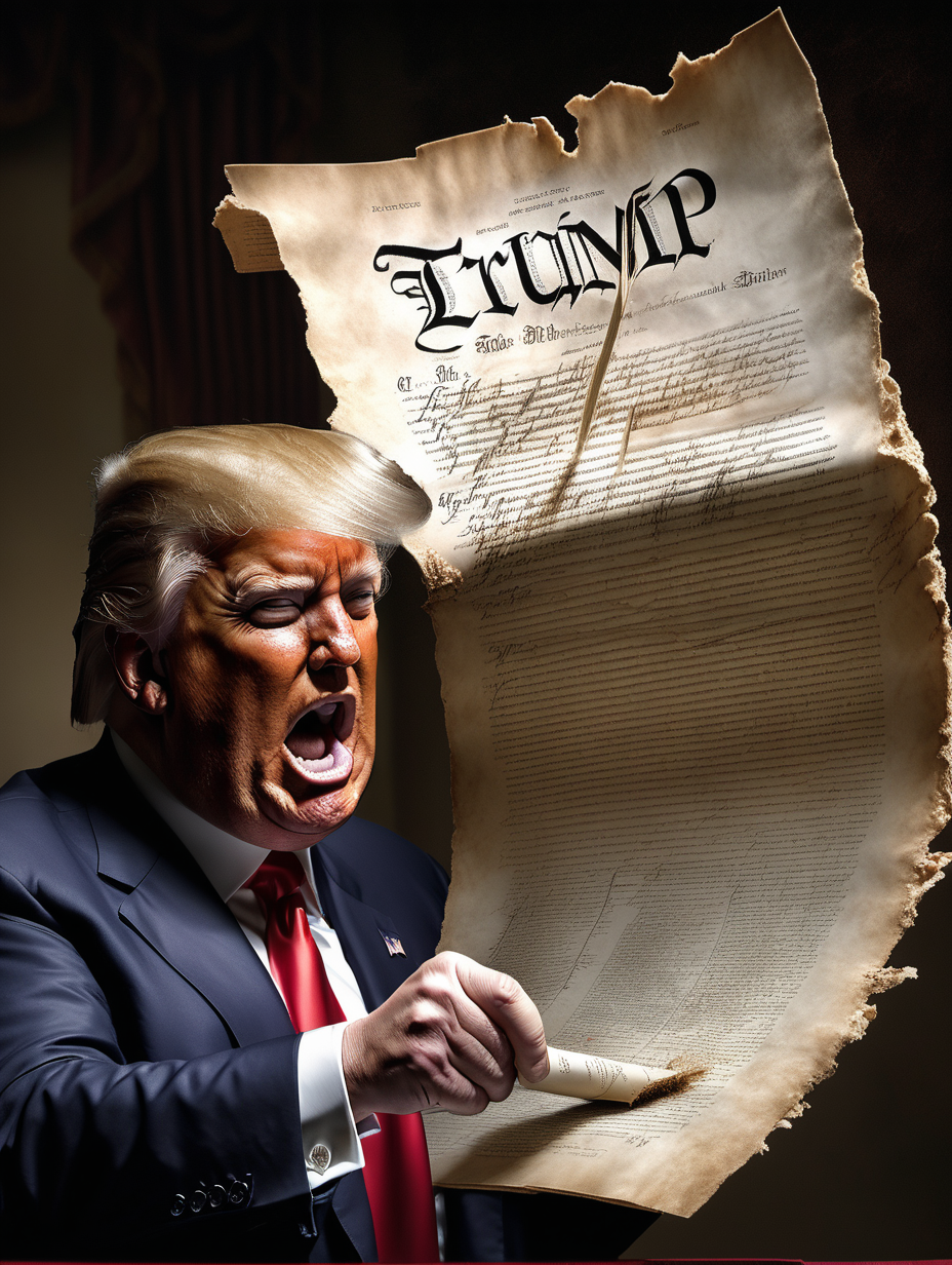 Donald Trump ripping up the U.S. Constitution