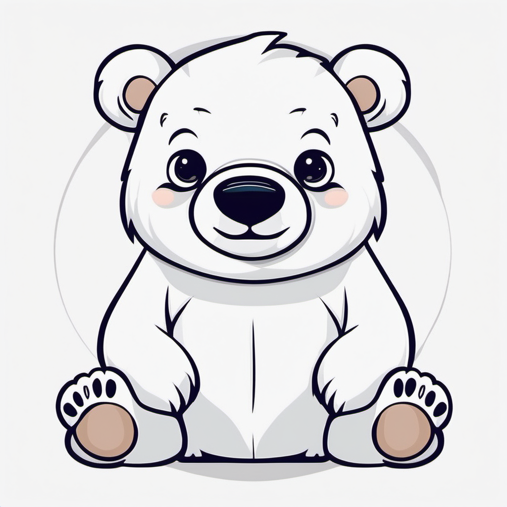 image of a very cute white bear symmetric cartoon style