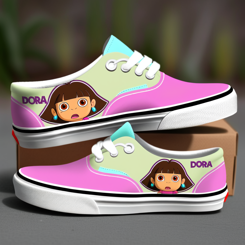 design some van shoes with the  name "DORA"  on them
