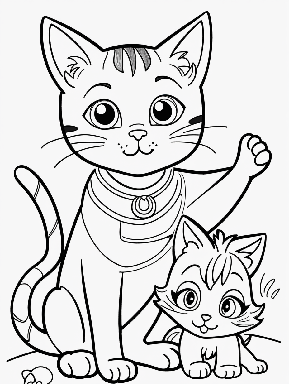 A cute cat coloring page with wide eyes