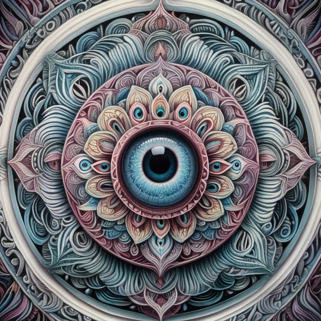 realistic colors clear lines detailed symmetrical mandala grotesque