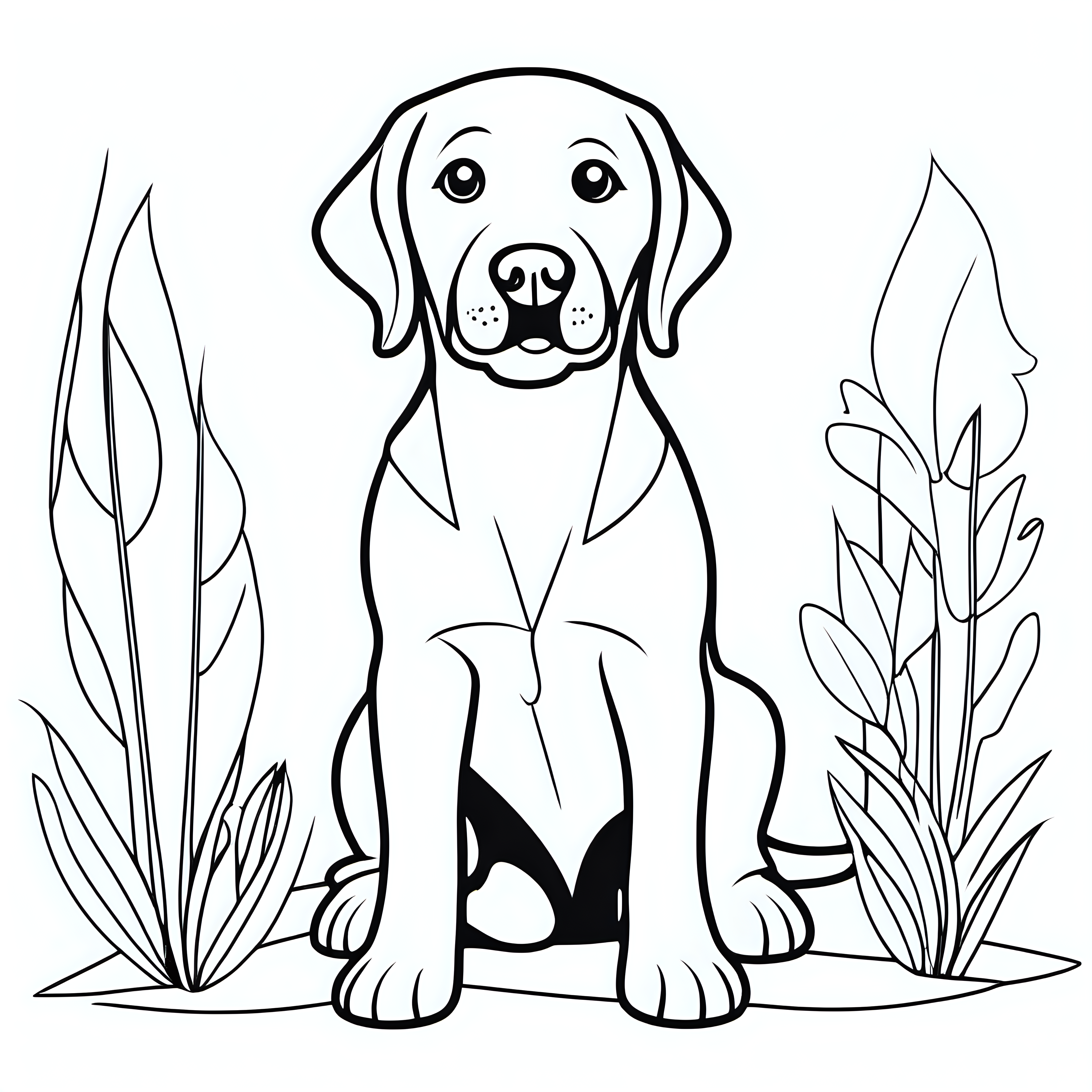 draw a cute labrador dog animal with only