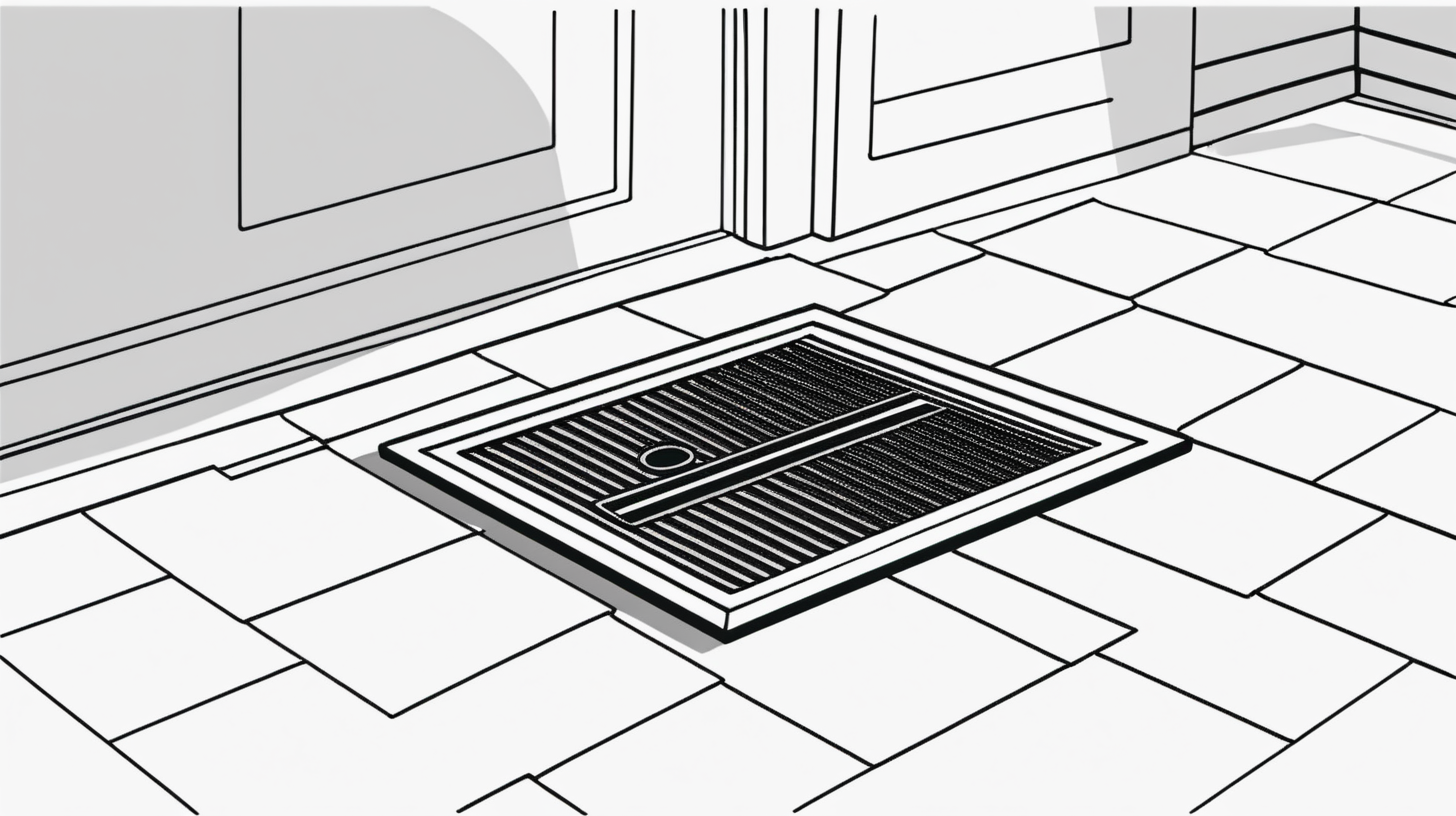 simple black and white illustration of floor vent on a white background


