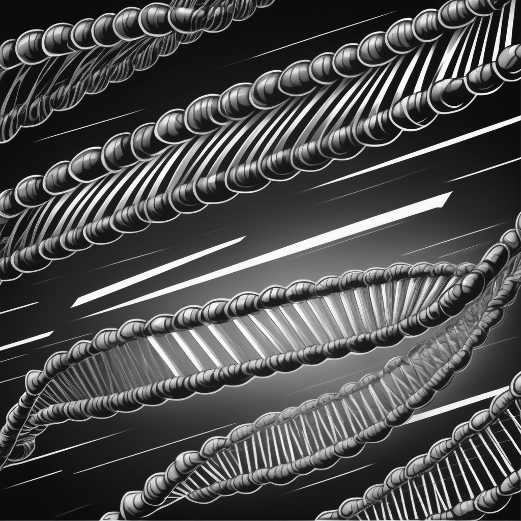 DNA string in comicbook style art in black and white


