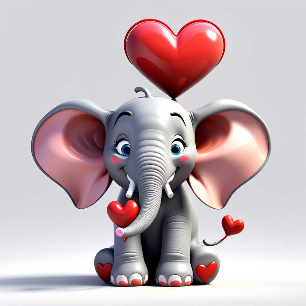 Sweet Pixar 3D Valentines Elephant Imagine an endearing