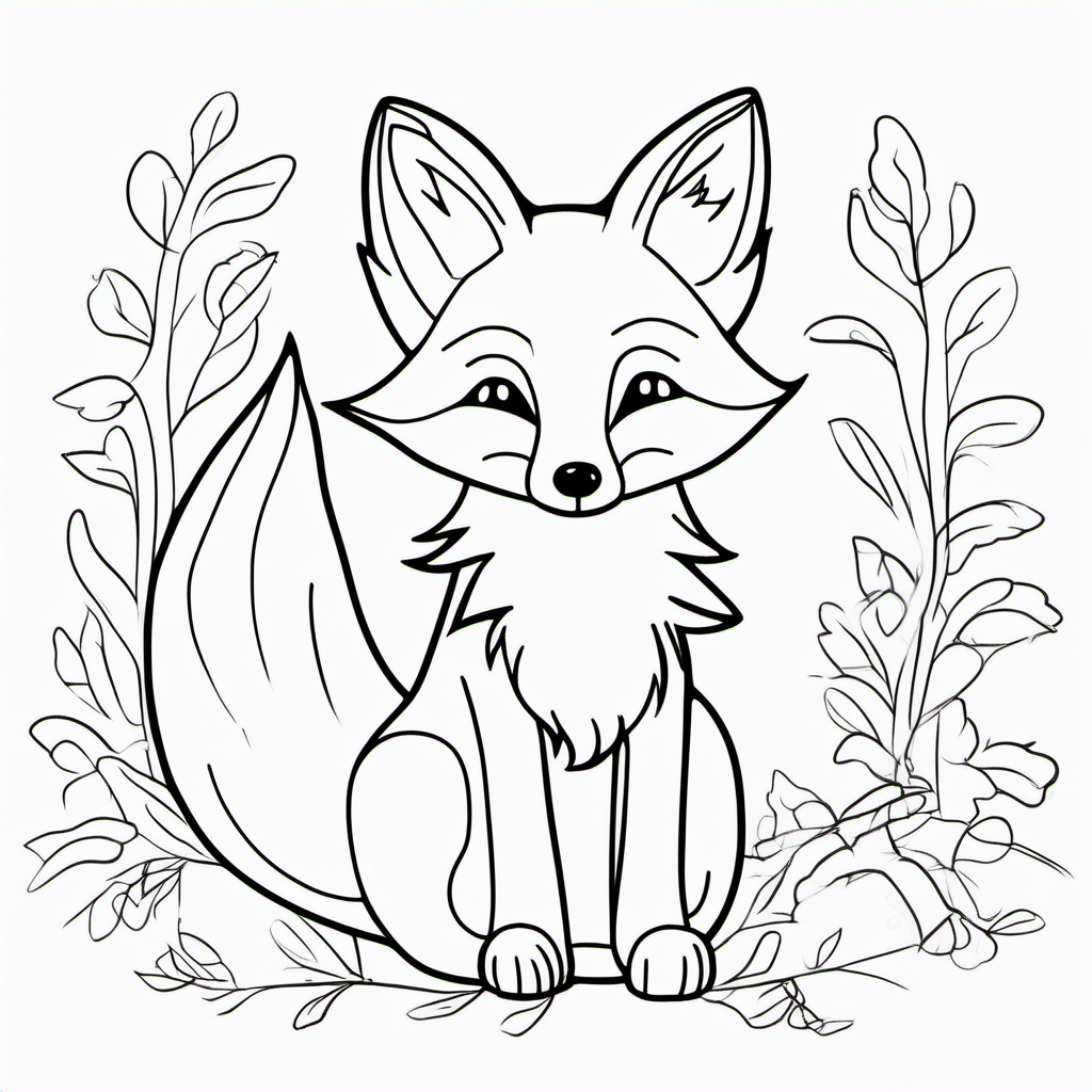 Cute Fox Coloring Page With An Outline Drawing Sketch Vector,dog  Breed,organic PNG Picture And Clipart Image For Free Download - Lovepik |  380530925