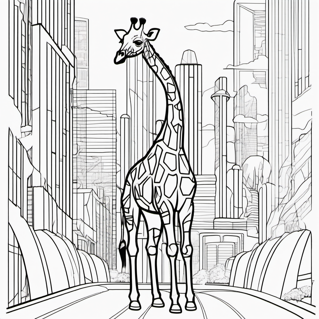 imagine colouring page for kids Giraffe in a