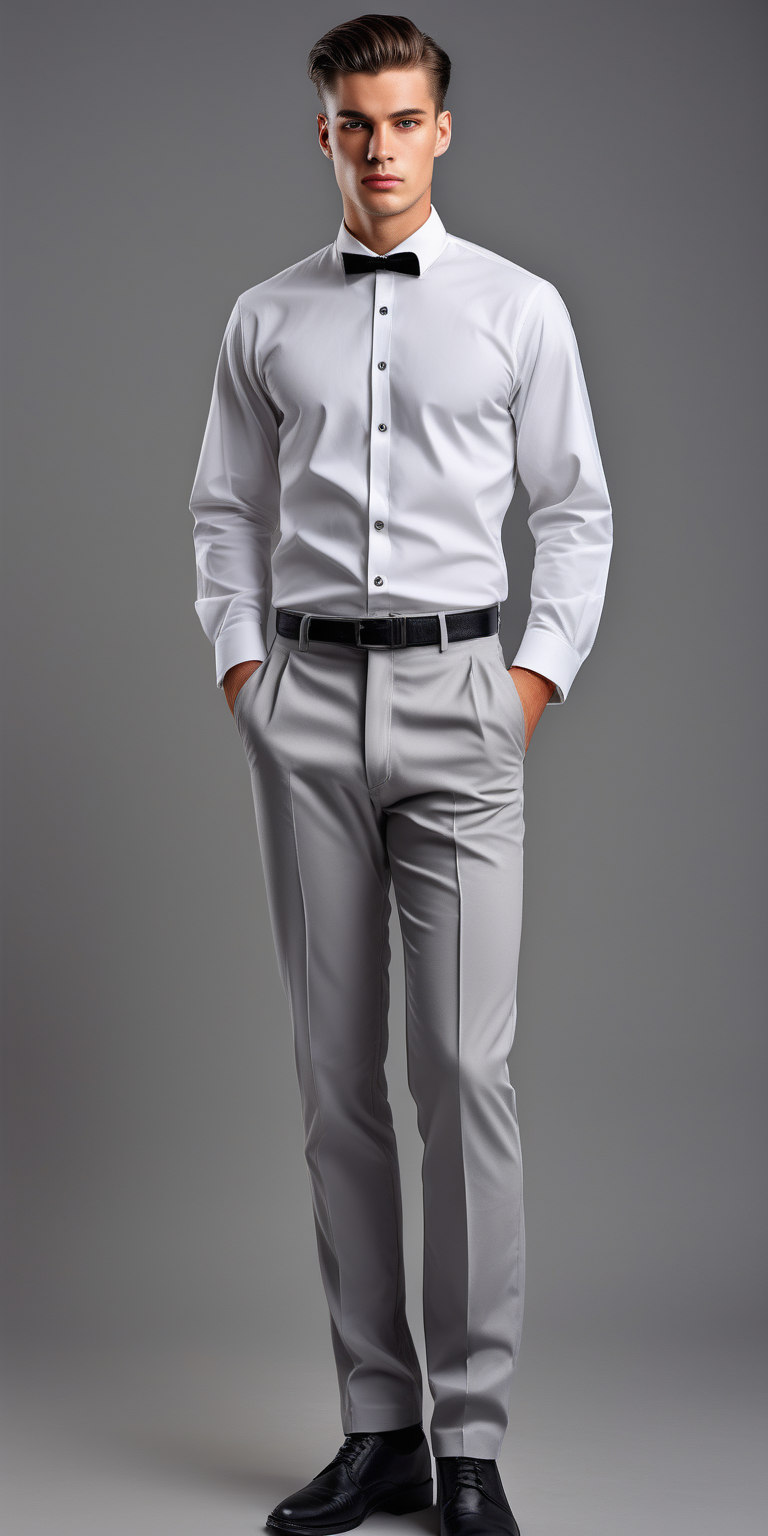 waiter uniform long sleeve white shirt modern style