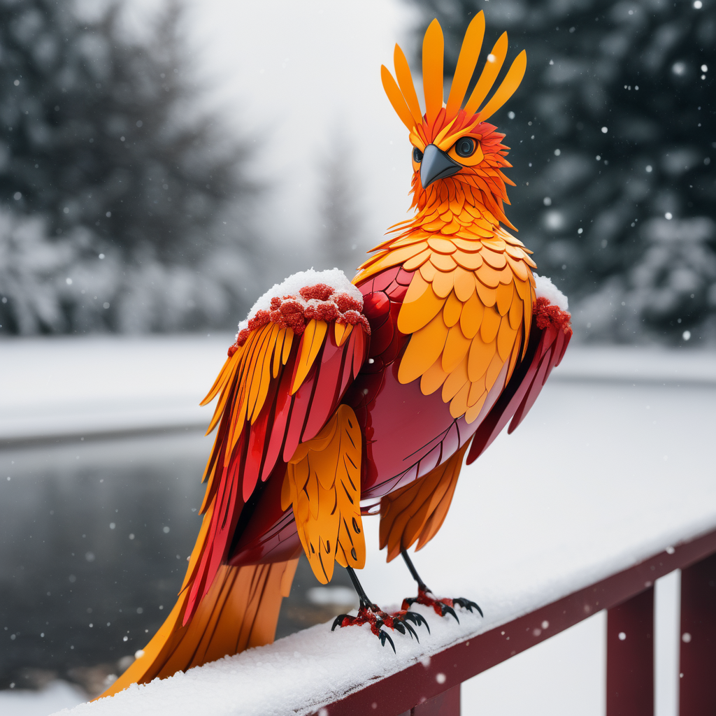 phoenix bird in a snow glove