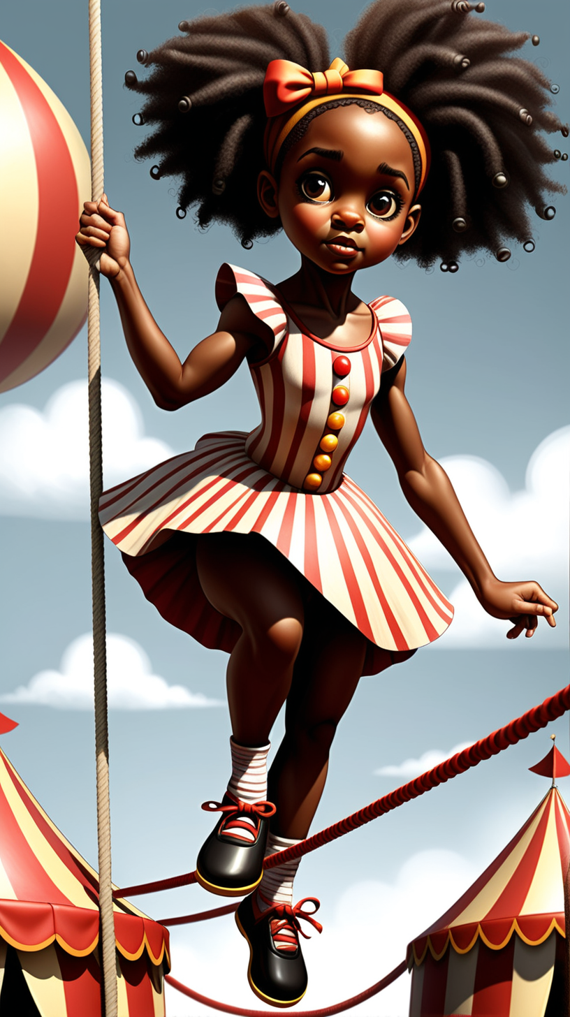 circus for african-american children's book. unique. only 1 like this. black 5-year-old girl tight rope walking