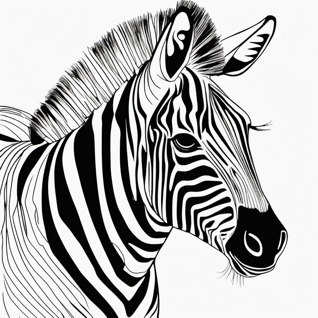 Imagine colouring page for kids Zebra with white