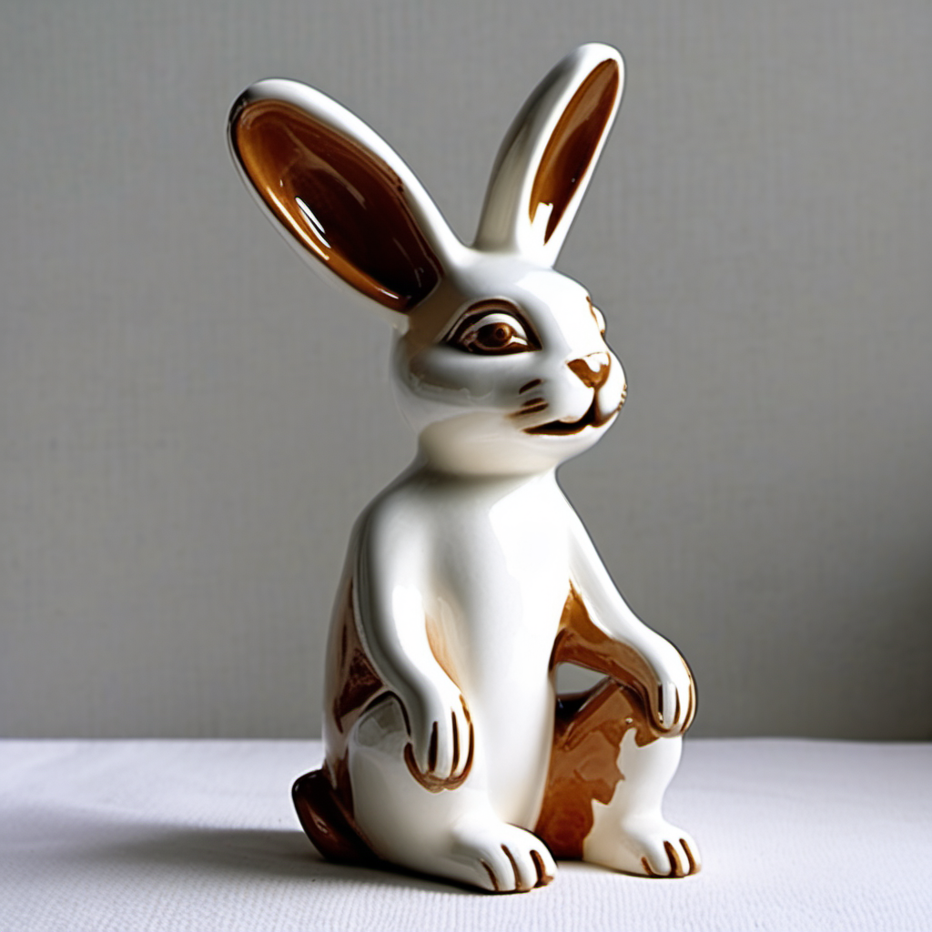 Ceramic rabbit without legs hollow