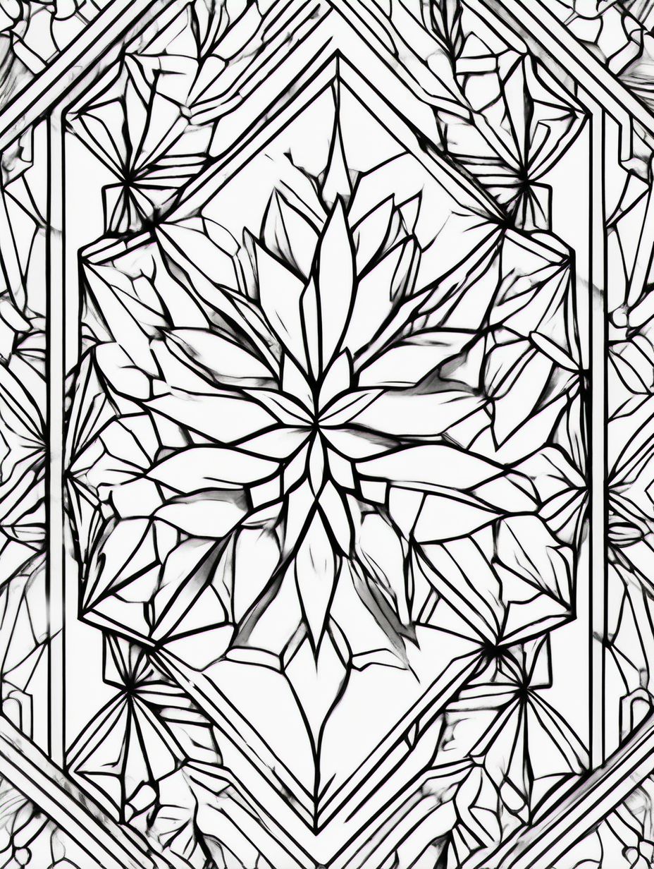 cristal patterns ,coloring page, simple draw, no colors, 