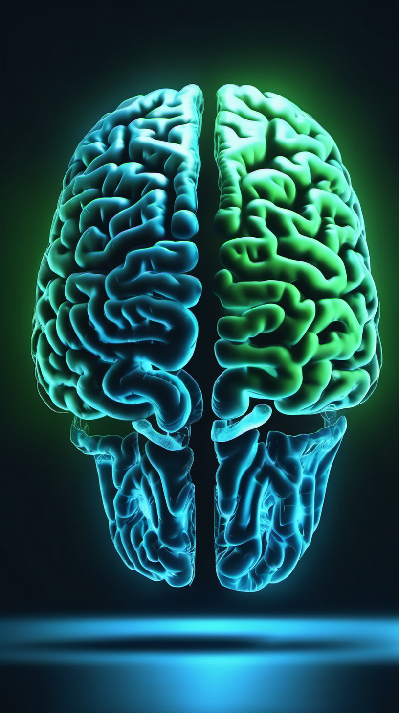 glowing blue and green brain scans 4k