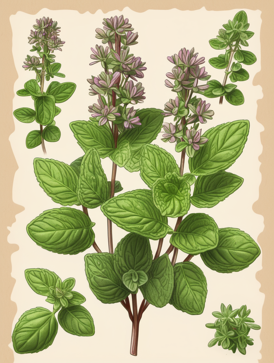 oregano plant botanical illustration