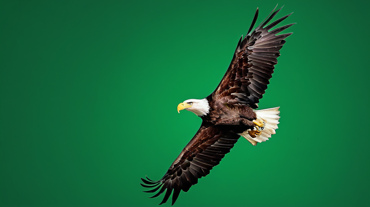 bald eagle against a solid green background