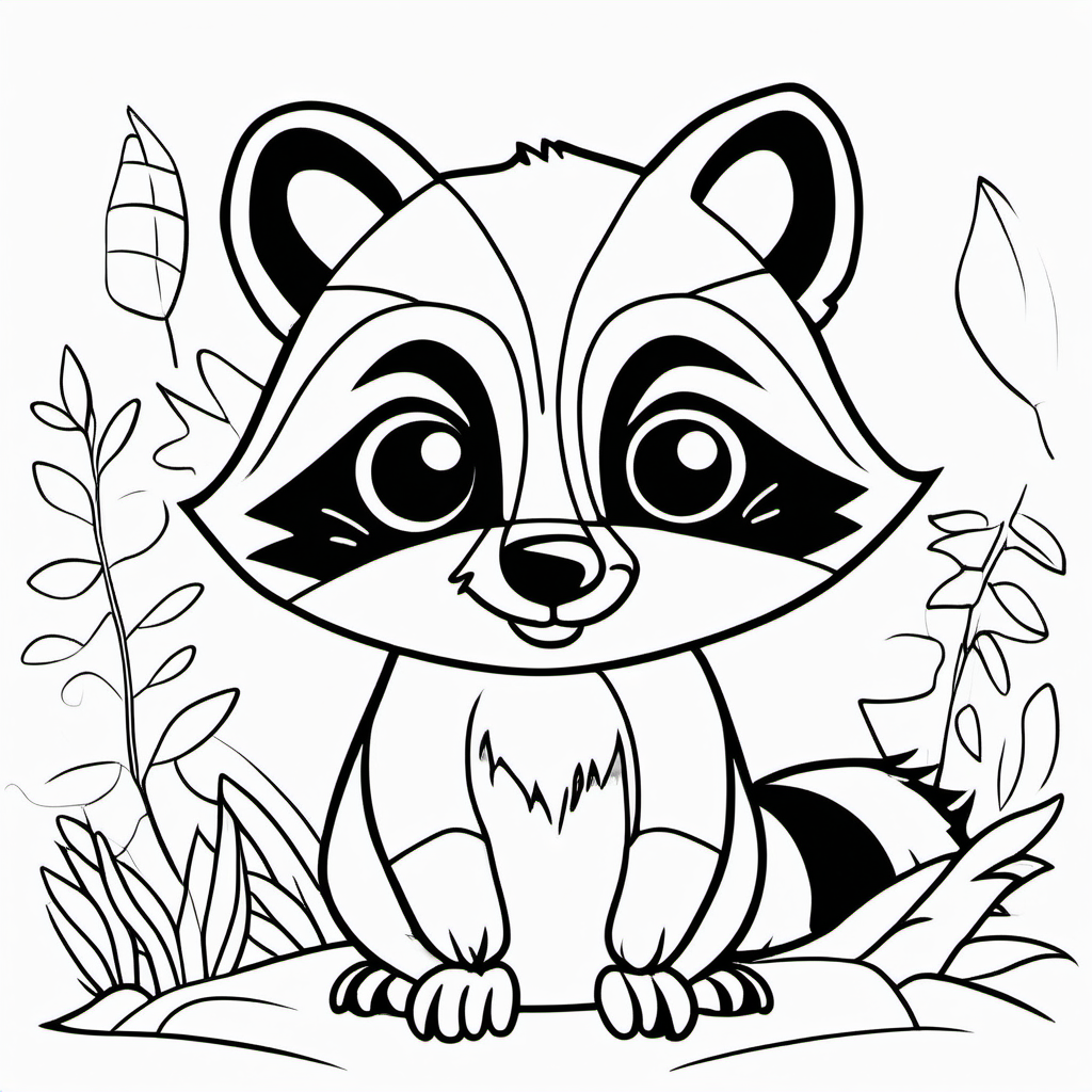 draw a cute Raccoon animal with only the