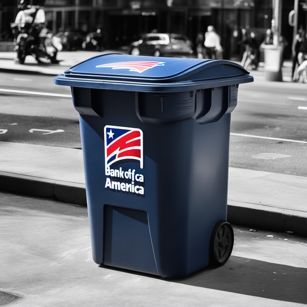 bank of America in the trash can
