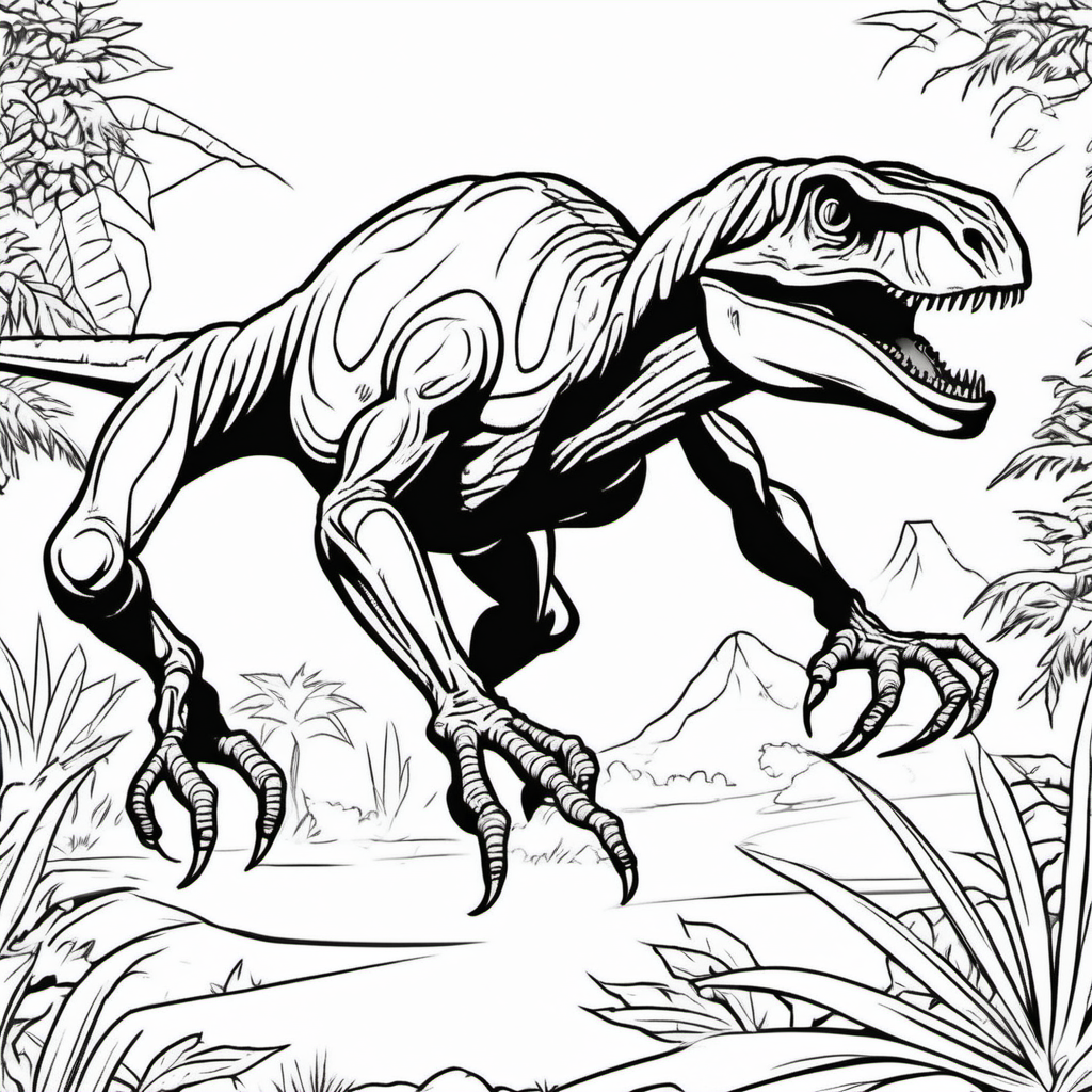 A dinosaur spider running coloring book pages | MUSE AI