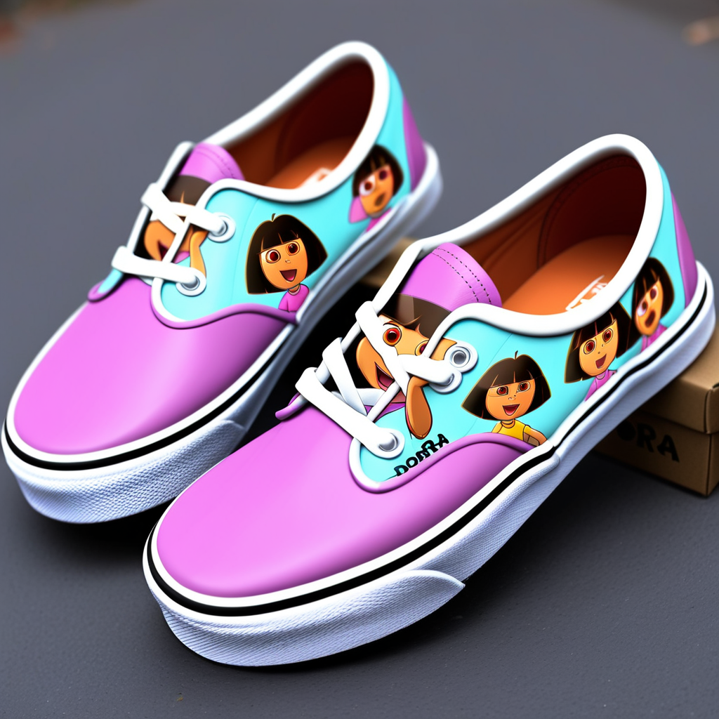 design some van shoes with the  name "DORA"  on them
