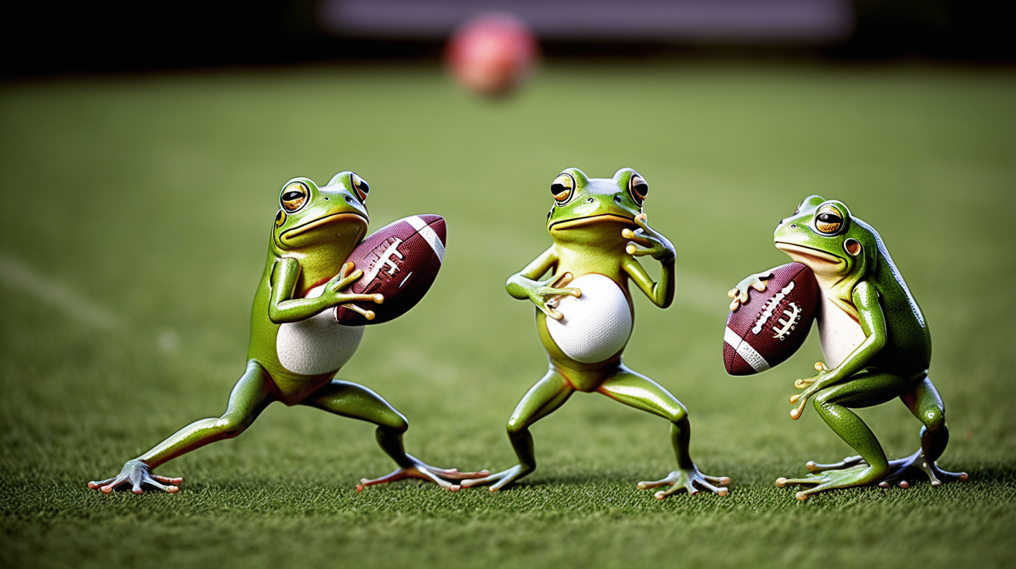 frogs playing football